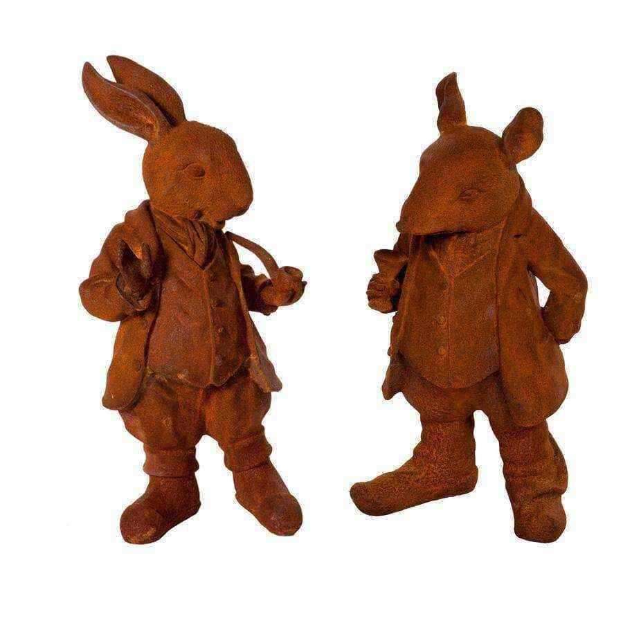 Tall Rusty Red Willows Statue - choice of two Rat and Rabbit - The Farthing