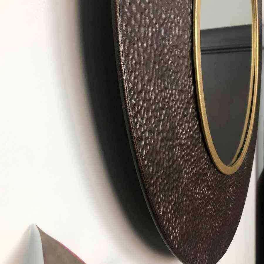 Textured Round Metal Swithens Wall Mirror - The Farthing