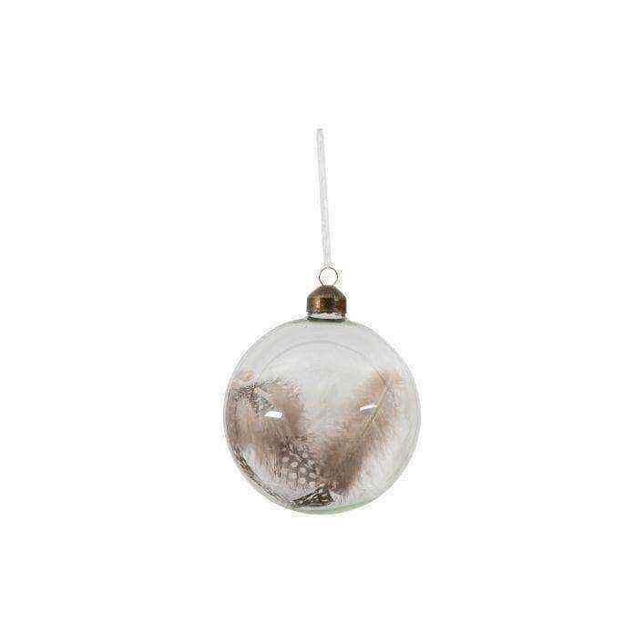 Three Clear Glass Feather Baubles 3pk - The Farthing
