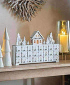 Traditional Wooden Advent Calendar House With LED White - The Farthing