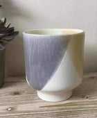 Tri Coloured Ceramic Glazed Plant Pot - The Farthing