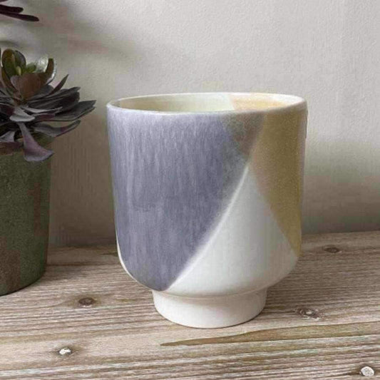 Tri Coloured Ceramic Glazed Plant Pot - The Farthing