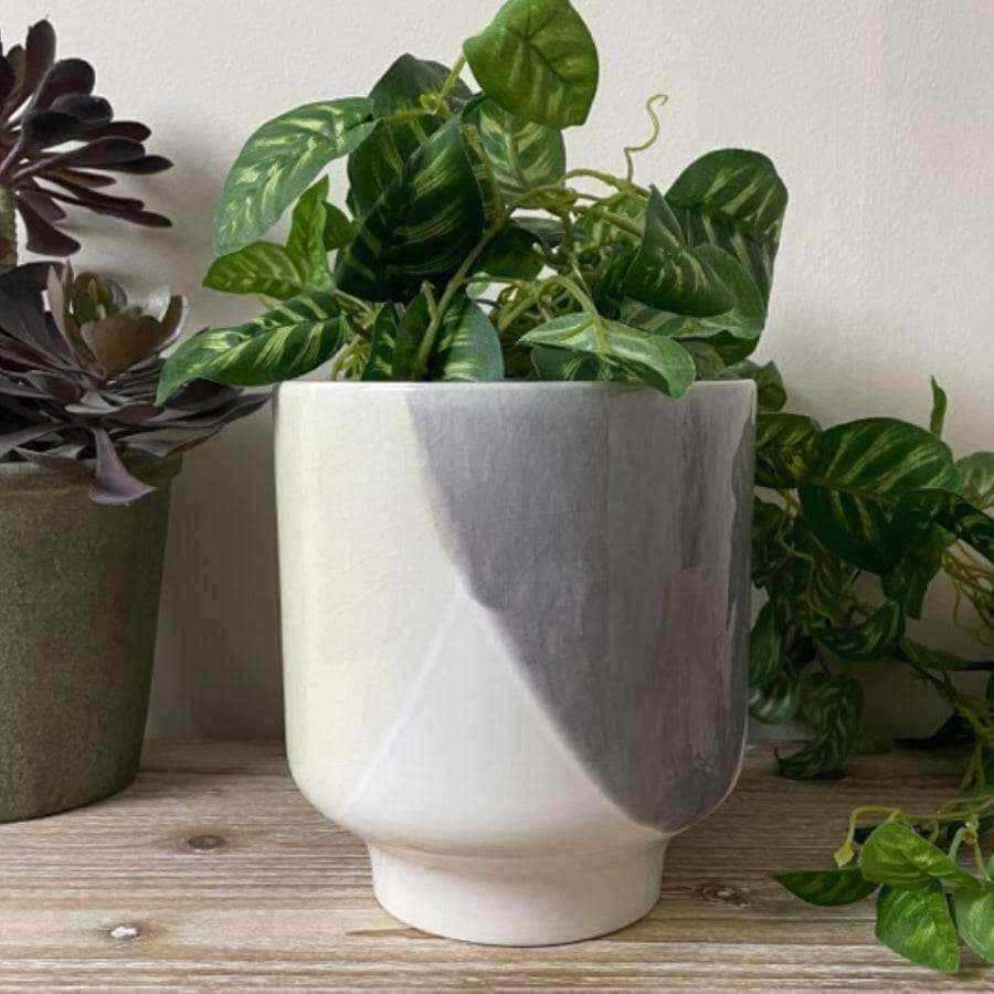 Tri Coloured Ceramic Glazed Plant Pot - The Farthing