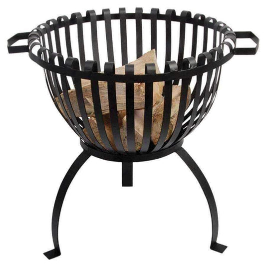 Black Metal Shaped Outdoor Fire Basket - The Farthing