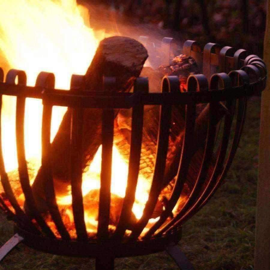 Black Metal Shaped Outdoor Fire Basket - The Farthing