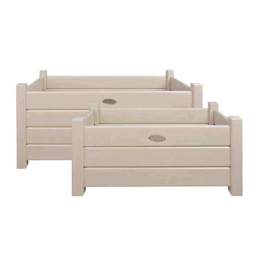 Two Creamy White Wooden Planters - Rectangular - The Farthing