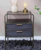 Two Drawer Industrial Inspired Bedside Cabinet - The Farthing