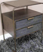 Two Drawer Industrial Inspired Bedside Cabinet - The Farthing