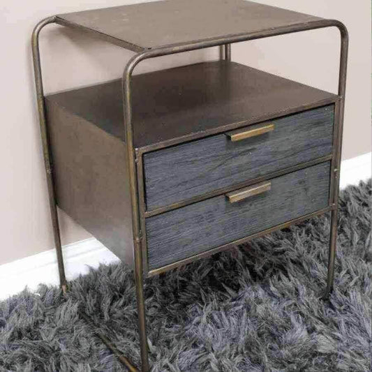 Two Drawer Industrial Inspired Bedside Cabinet - The Farthing