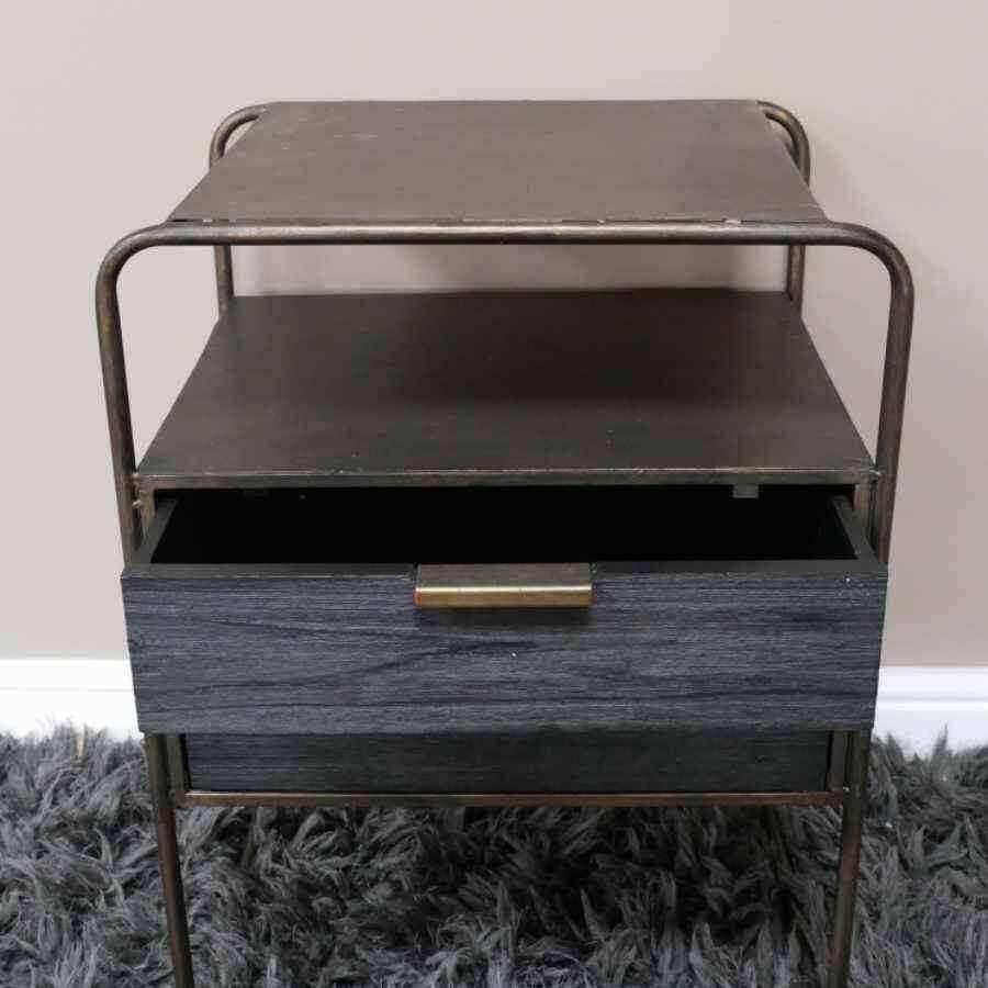 Two Drawer Industrial Inspired Bedside Cabinet - The Farthing