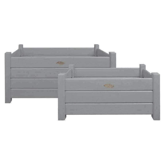 Two Grey Wooden Planters - Rectangular - The Farthing