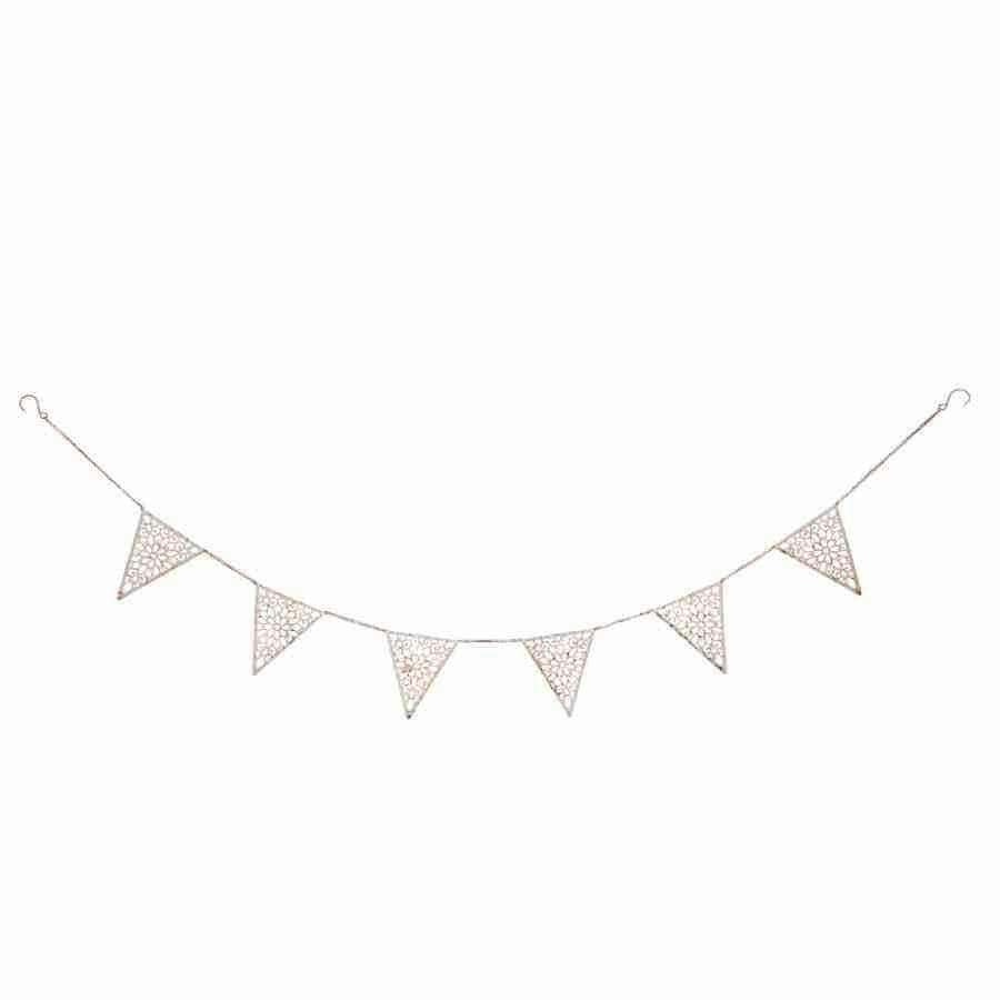 Vintage Creamy White Metal Daisy Bunting Chain - The Farthing