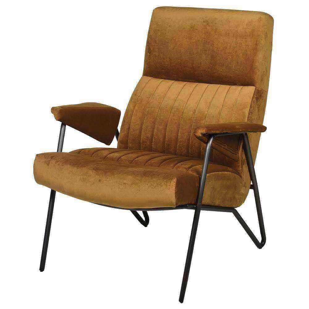 Vintage Inspired Ochre Velvet Chair - The Farthing