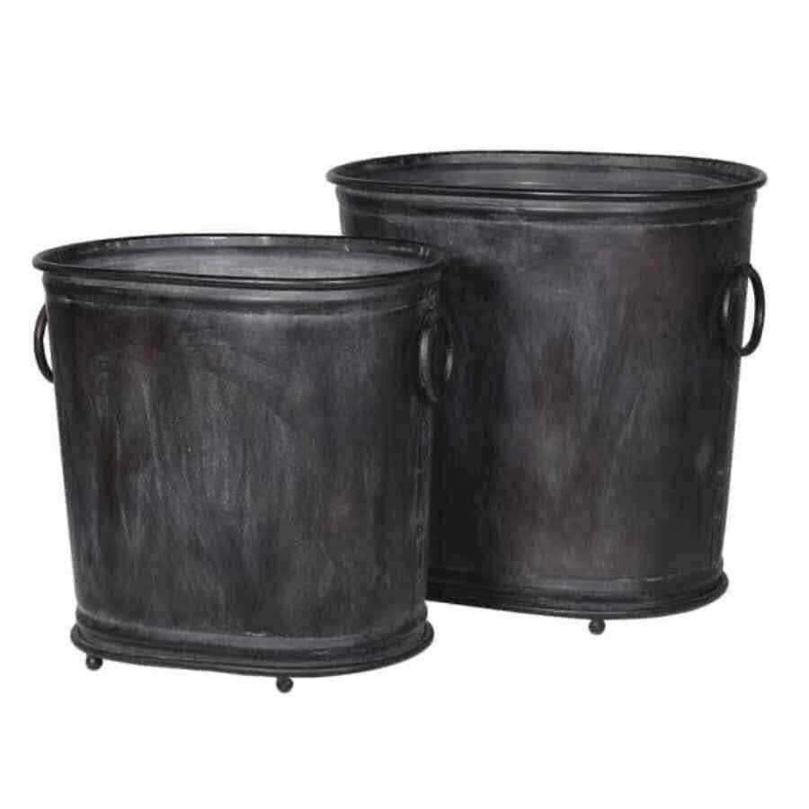 Vintage Zinc Bucket Planter Set - 2 - The Farthing