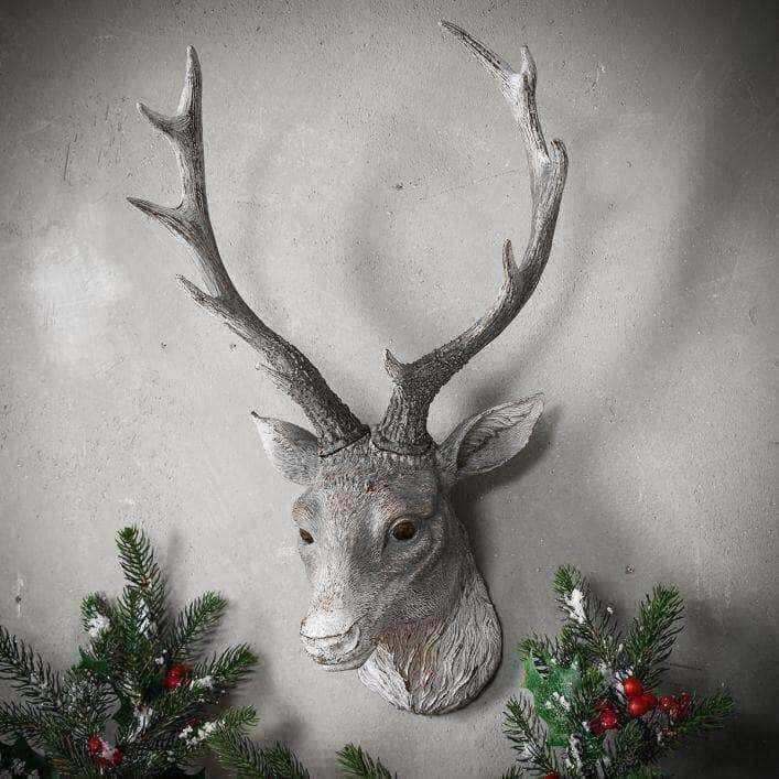 Weathered Stag Head Christmas Wall Decoration - The Farthing