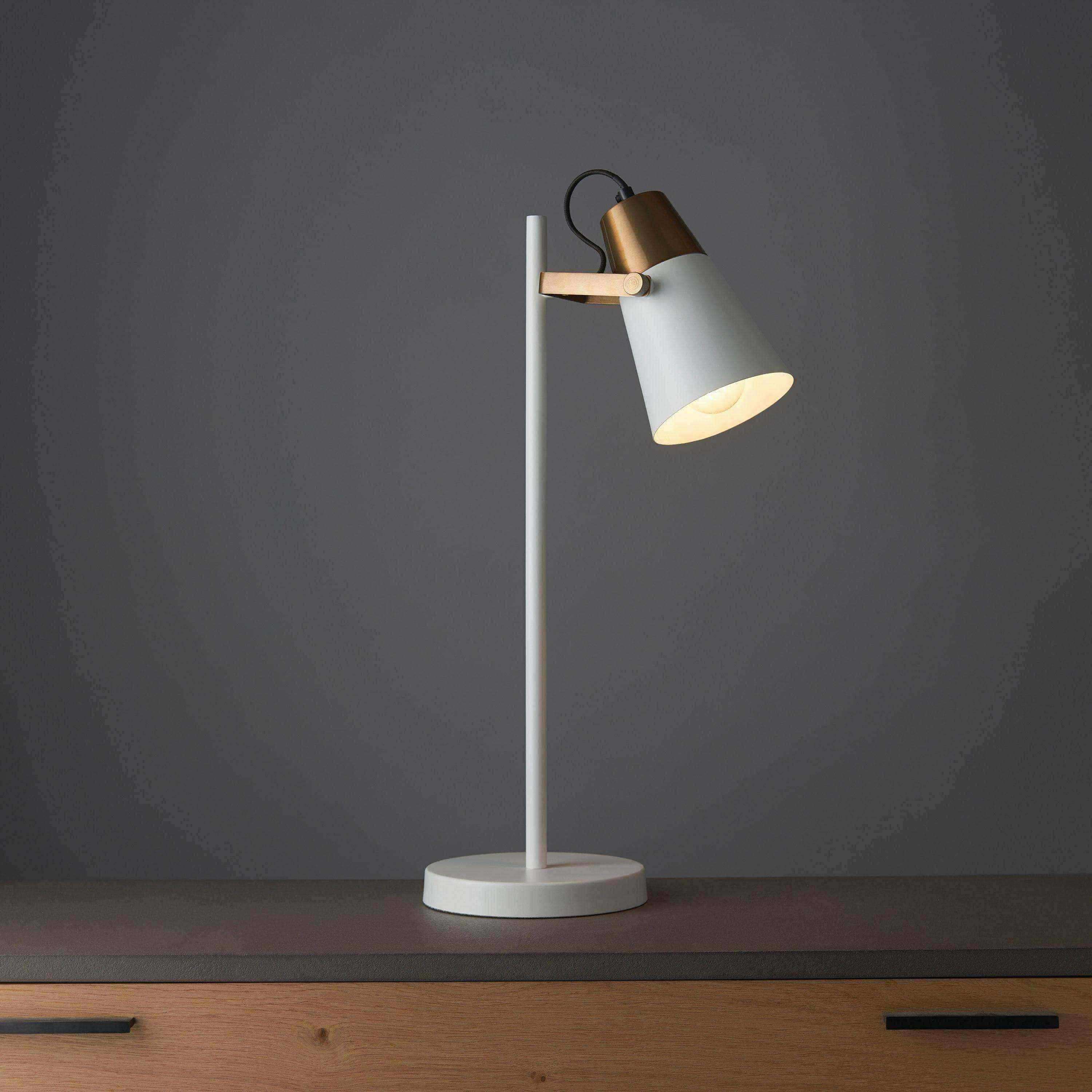 White and Brass Table Task Lamp - The Farthing