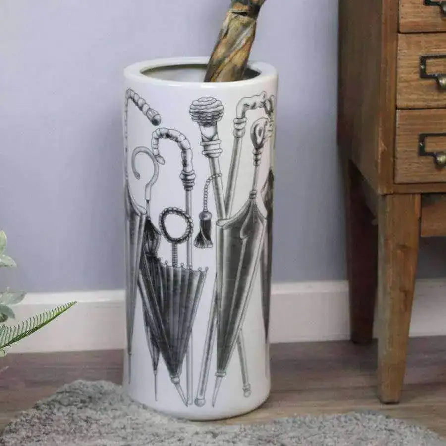 White Ceramic Umbrella Stand - The Farthing