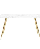 White Faux Marble Glass Top with Gold Legs Dining Table (4-6 seater) - The Farthing