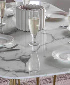 White Faux Marble Glass Top with Gold Legs Dining Table (4-6 seater) - The Farthing