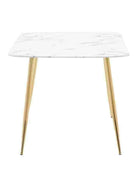 White Faux Marble Glass Top with Gold Legs Dining Table (4-6 seater) - The Farthing