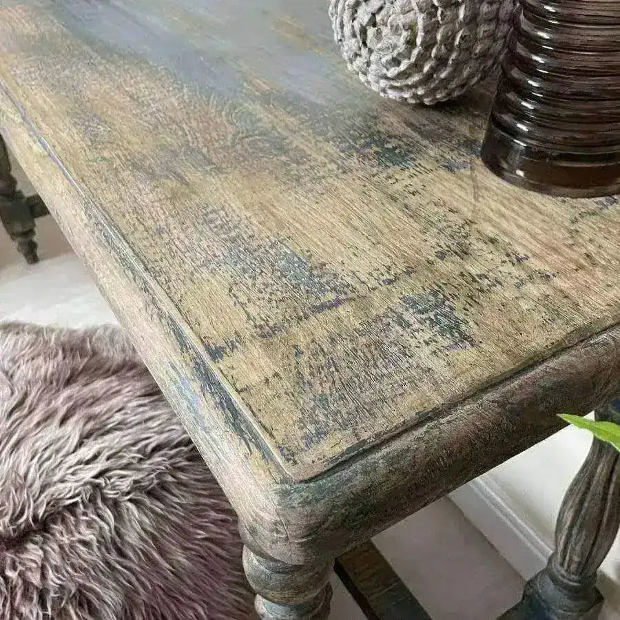 Wide Distressed Blue Reclaimed Pine Console Table