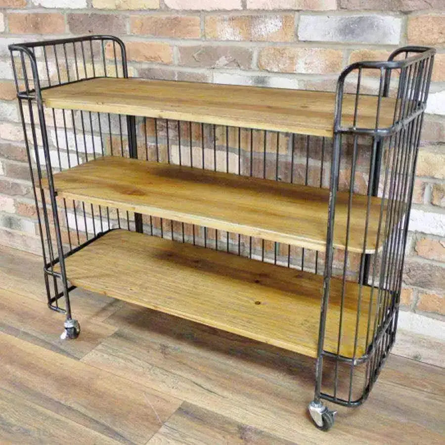 Wide Industrial Metal Shelf Trolley - The Farthing