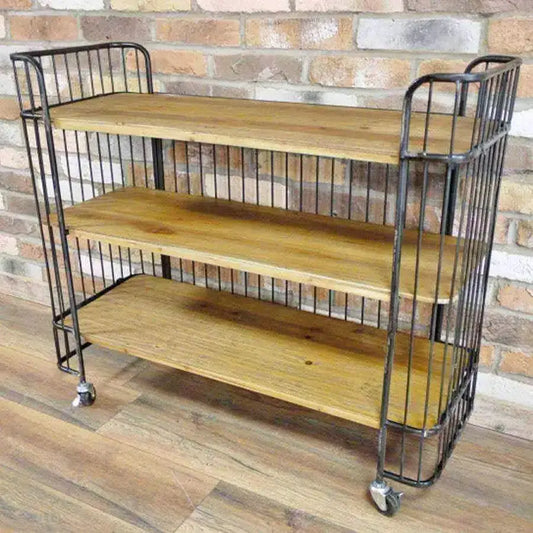 Wide Industrial Metal Shelf Trolley - The Farthing