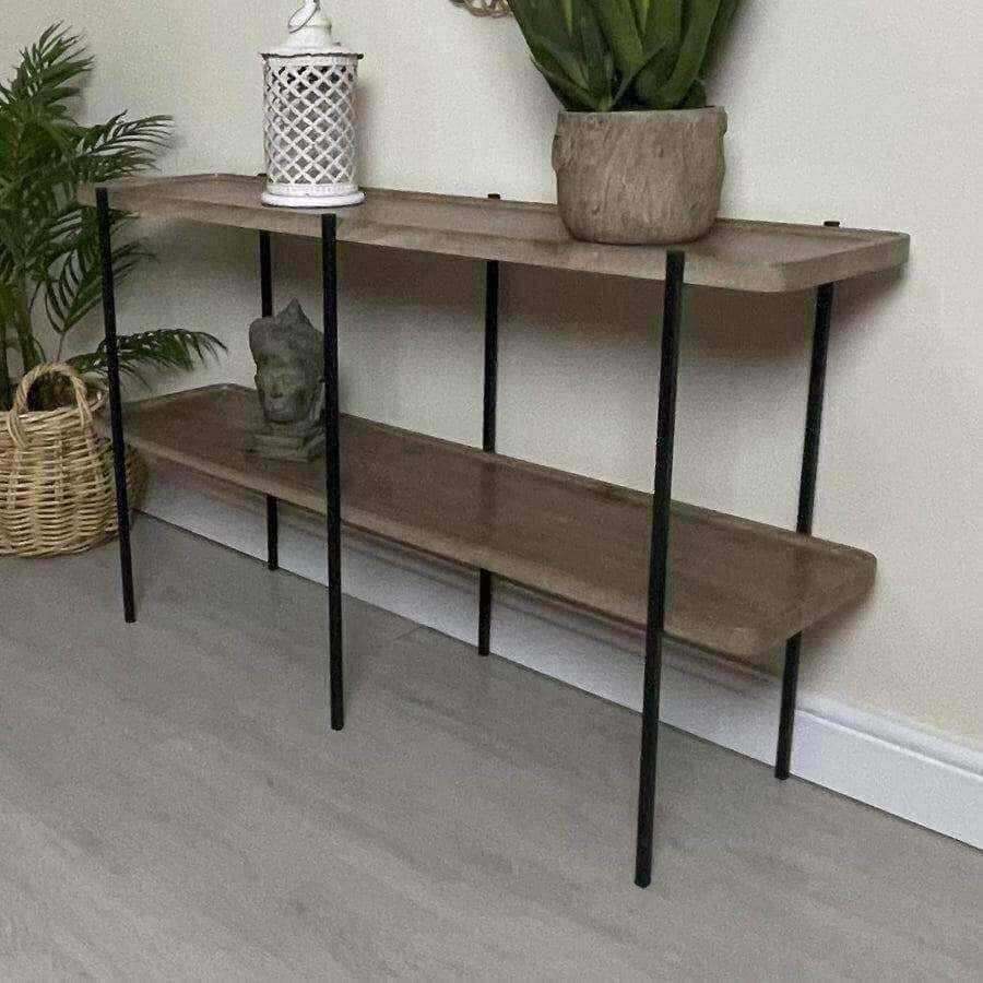 Wide Iron and Wood Shelving Unit - The Farthing