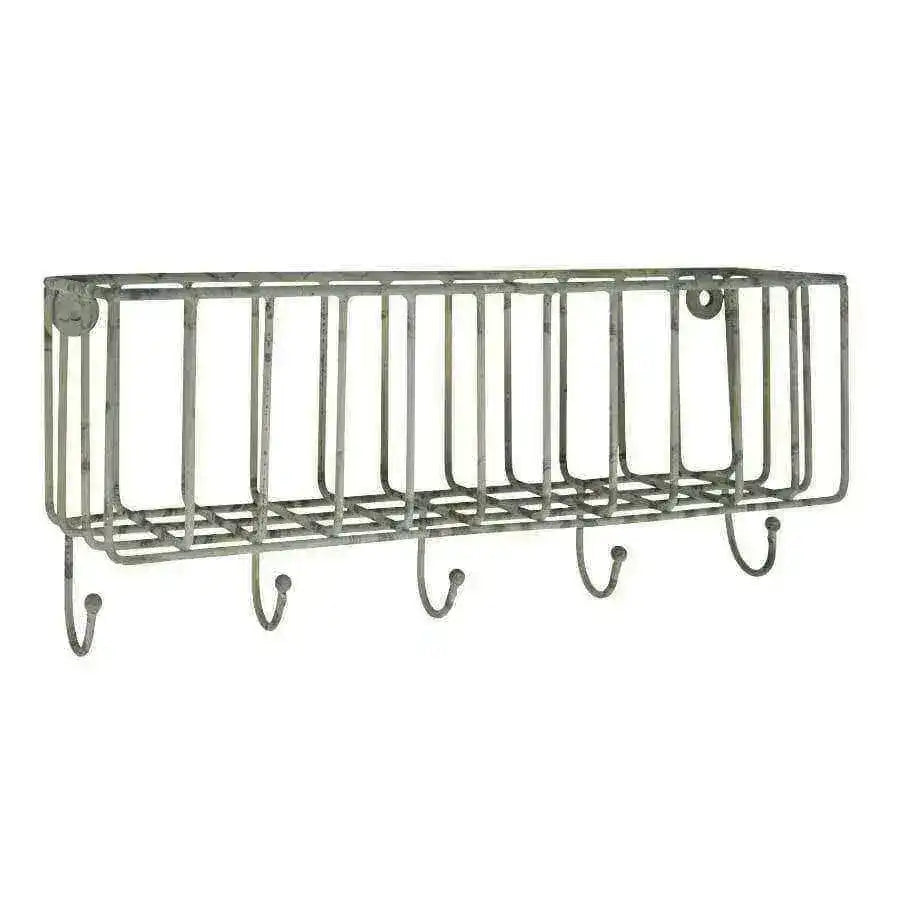 Wire Wall Basket with Hooks