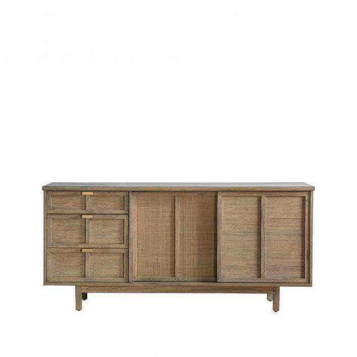 Wooden Cane Webbed 3 Drawer 2 Door Sideboard - The Farthing