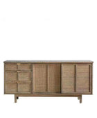 Wooden Cane Webbed 3 Drawer 2 Door Sideboard - The Farthing