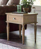 Wooden Parquet Styled 1 Drawer Side Table - The Farthing