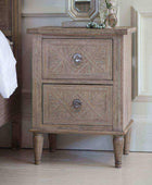 Wooden Parquet Styled Bedside Table - The Farthing